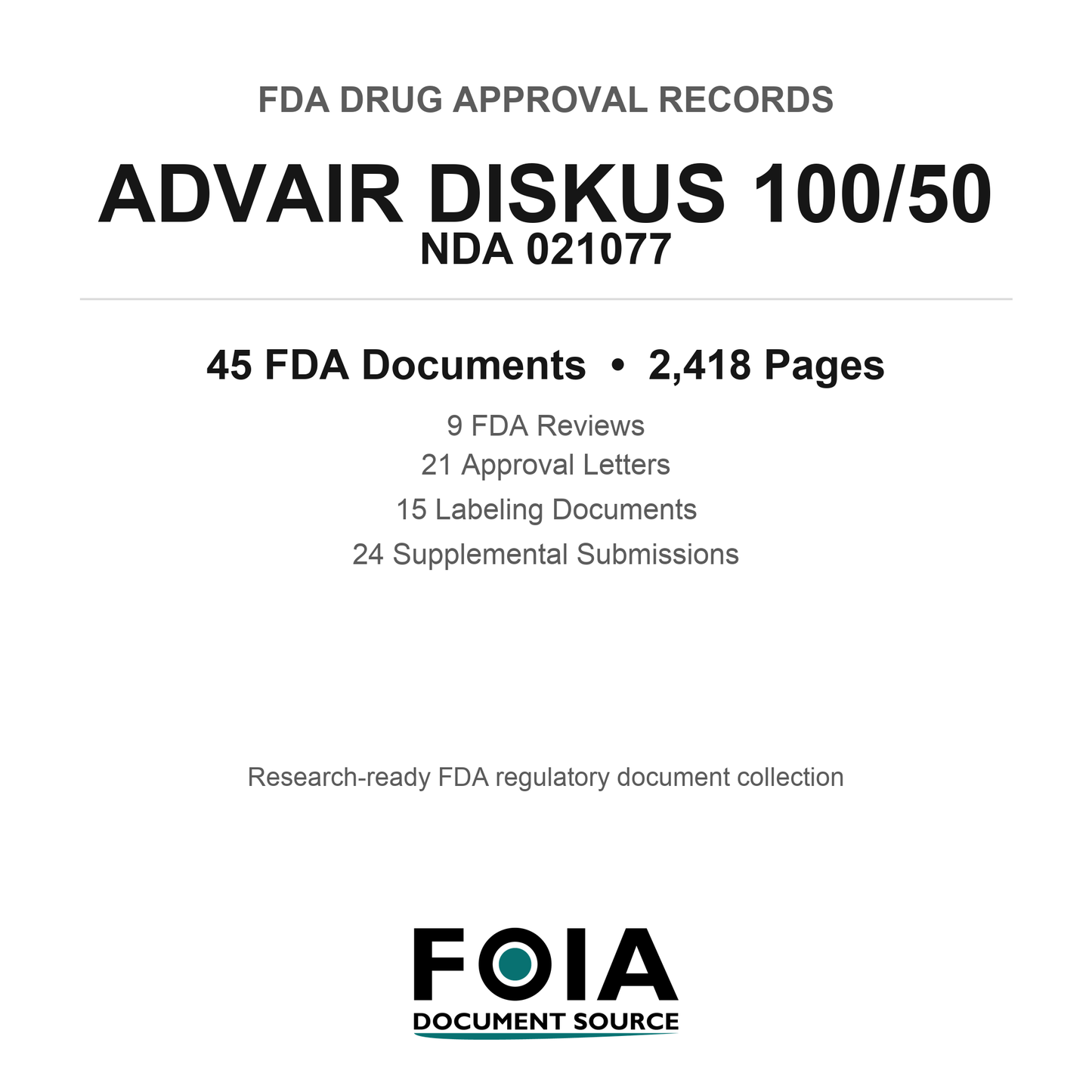 FDA ADVAIR DISKUS 100/50 NDA 021077 Approval Package — Reviews & Approval Records