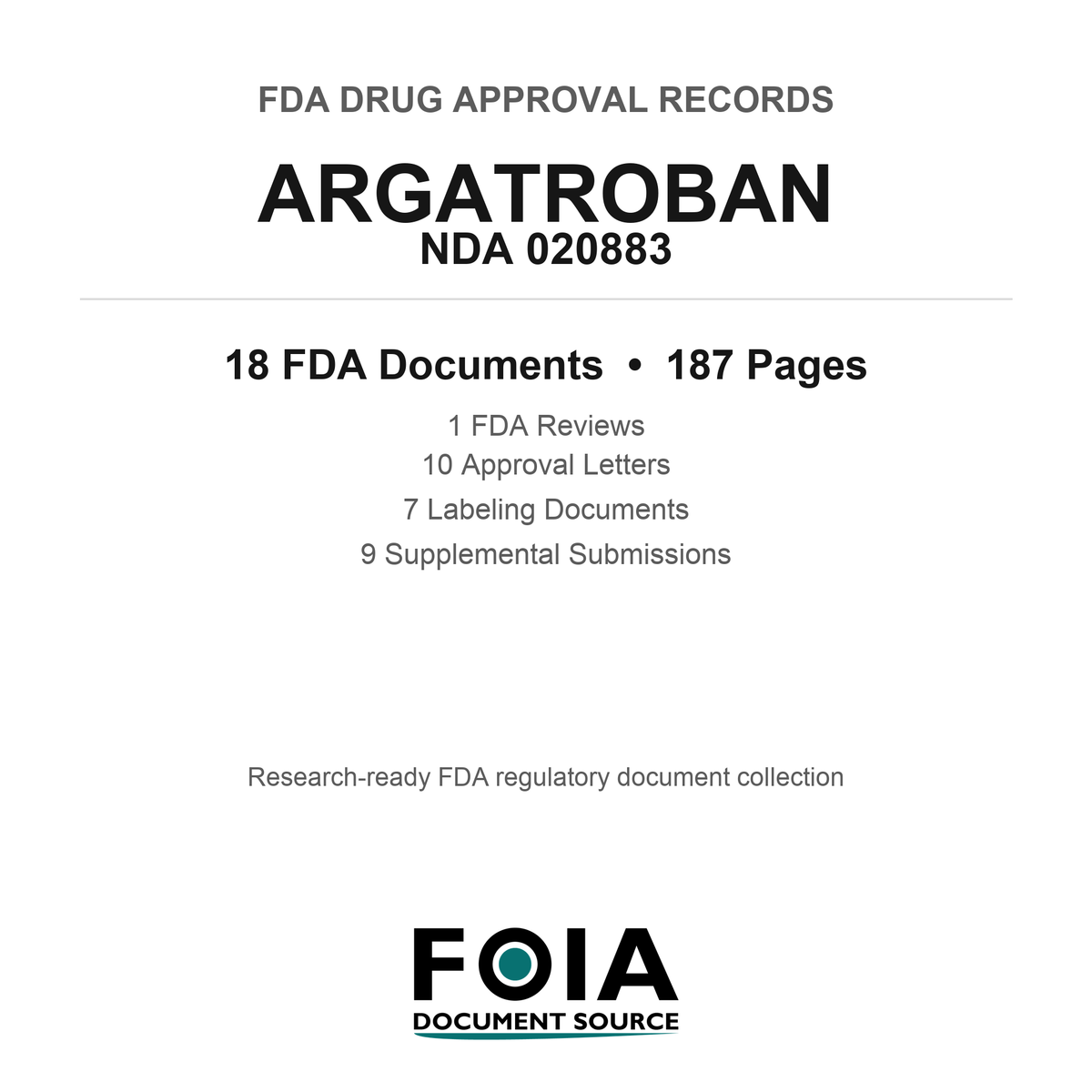 FDA ARGATROBAN NDA 020883 Approval Package — Reviews & Approval Records
