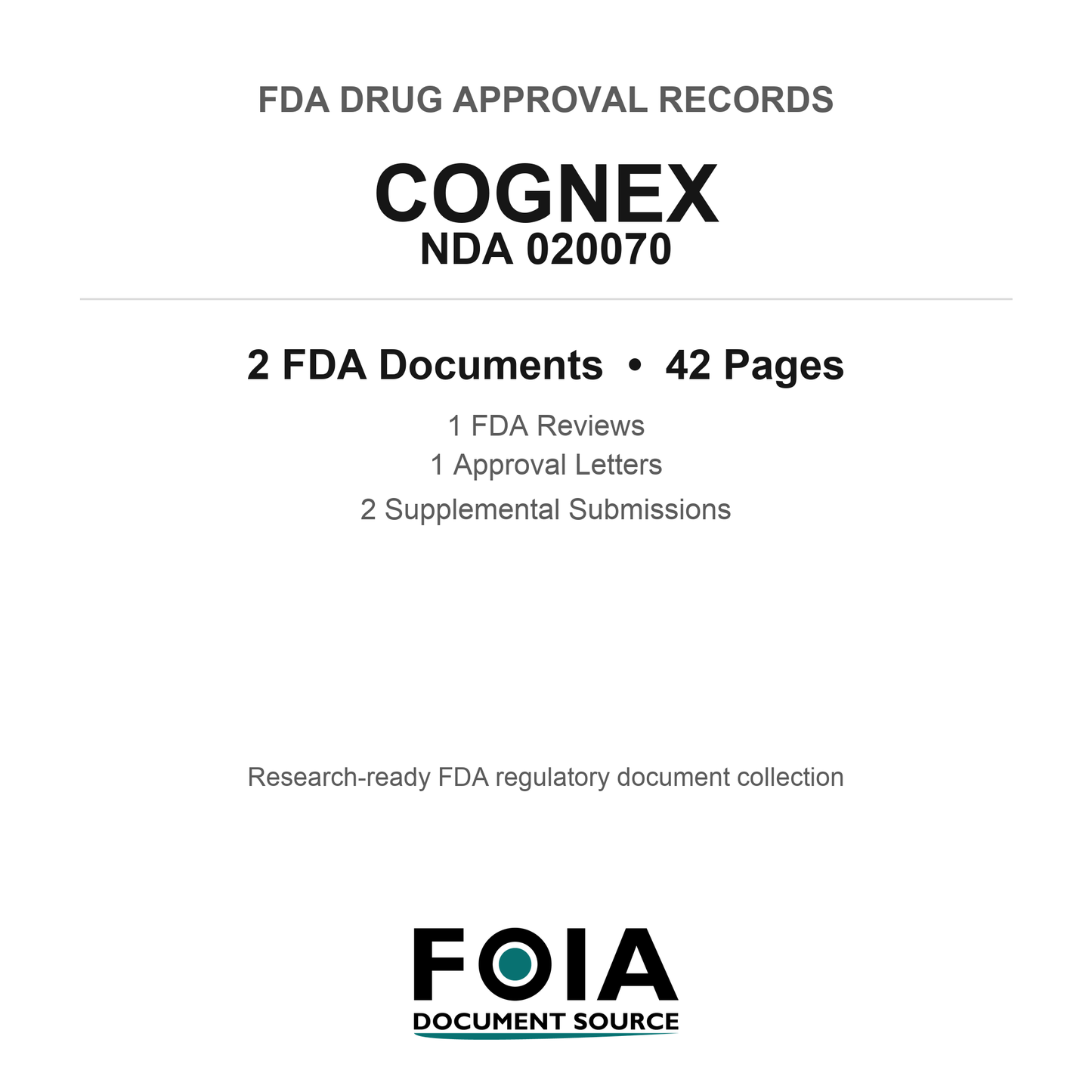 FDA COGNEX NDA 020070 Approval Package — Reviews & Approval Records