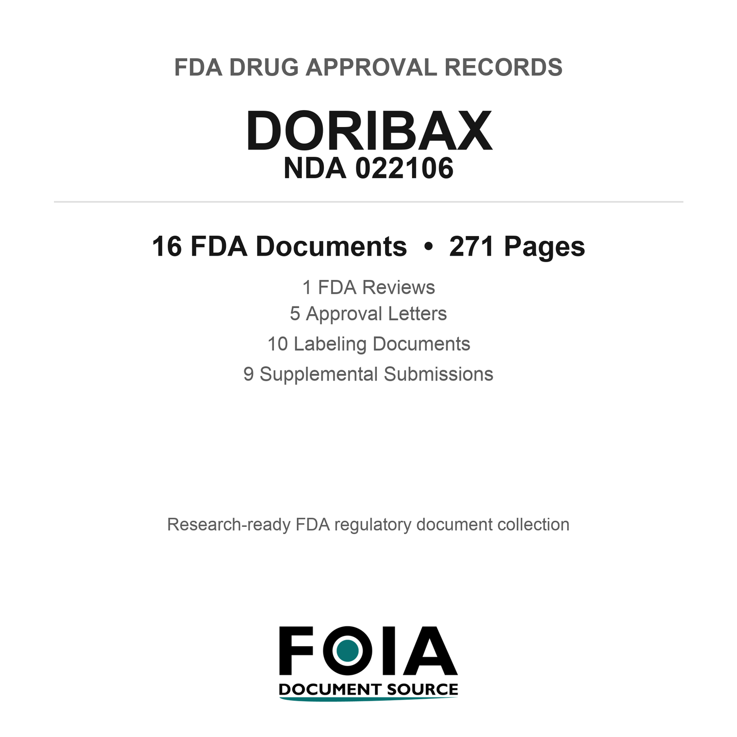 FDA DORIBAX NDA 022106 Approval Package — Reviews & Approval Records