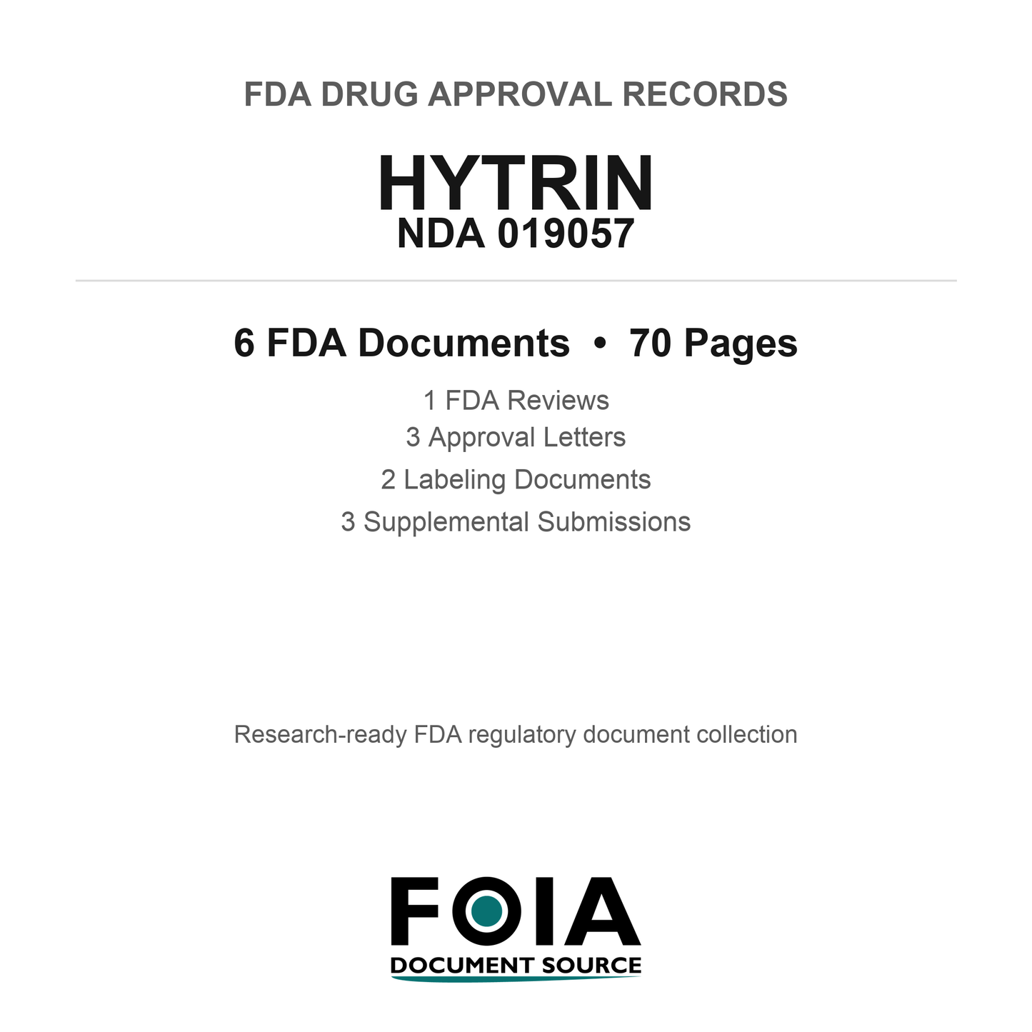 FDA HYTRIN NDA 019057 Approval Package — Reviews & Approval Records