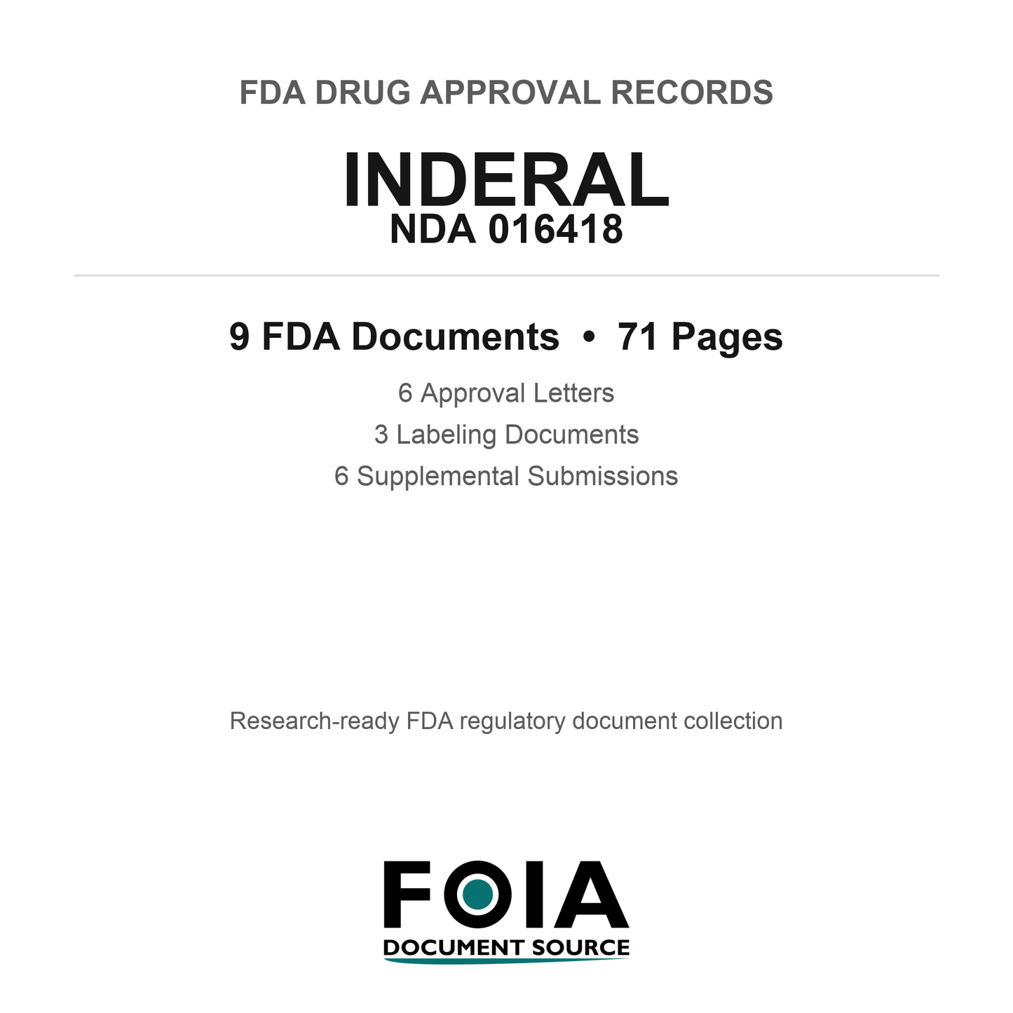 FDA INDERAL NDA 016418 Approval Package — Approval Records & Labeling