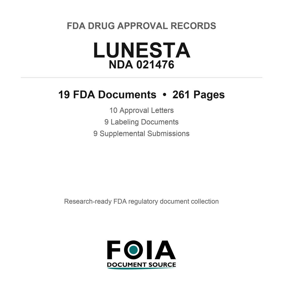 FDA LUNESTA NDA 021476 Approval Package — Approval Records & Labeling