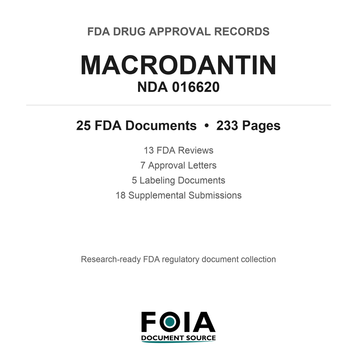 FDA MACRODANTIN NDA 016620 Approval Package — Reviews & Approval Records