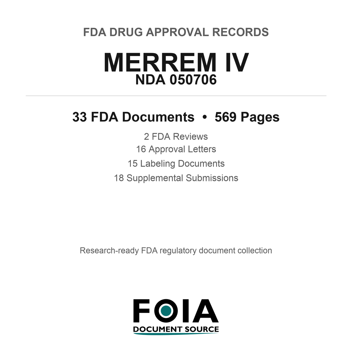FDA MERREM IV NDA 050706 Approval Package — Reviews & Approval Records