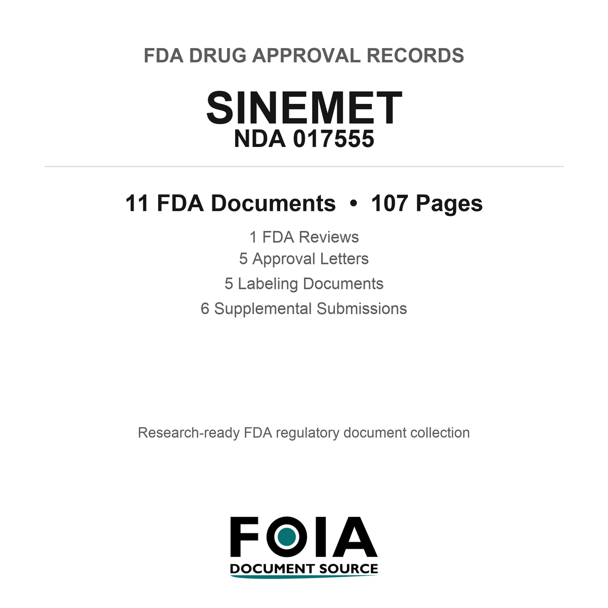 FDA SINEMET NDA 017555 Approval Package — Reviews & Approval Records
