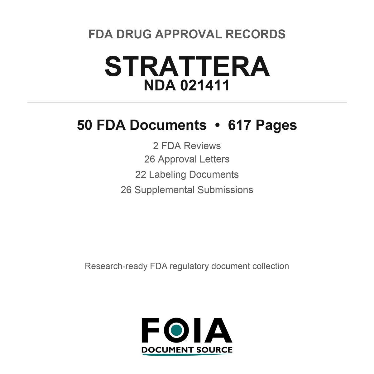 FDA STRATTERA NDA 021411 Approval Package — Reviews & Approval Records
