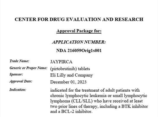 NDA 216059/S-001 — Jaypirca (pirtobrutinib) FDA Approval Package -- CLL/SLL Supplemental Approval