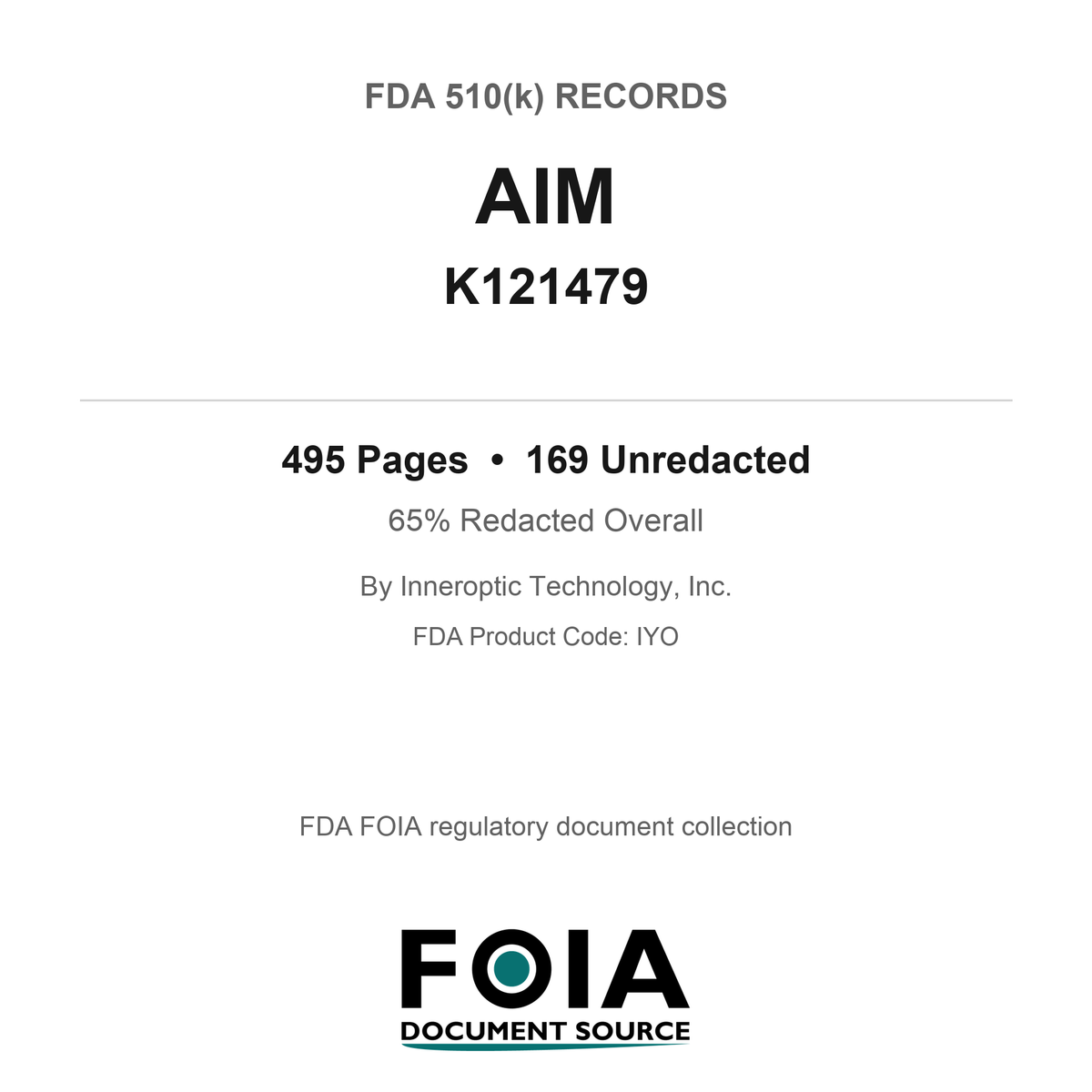FDA 510(k) K121479, AIM, by Inneroptic Technology, Inc.