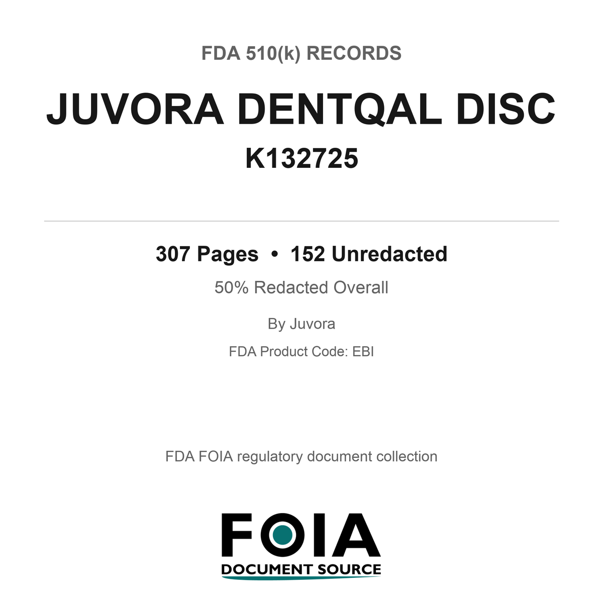 FDA 510(k) K132725, JUVORA DENTQAL DISC, by Juvora