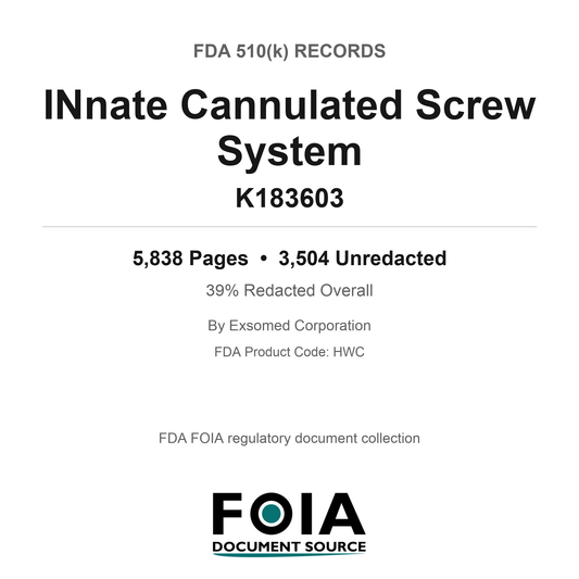 FDA 510(k) K183603, INnate Cannulated Screw System, by Exsomed Corporation