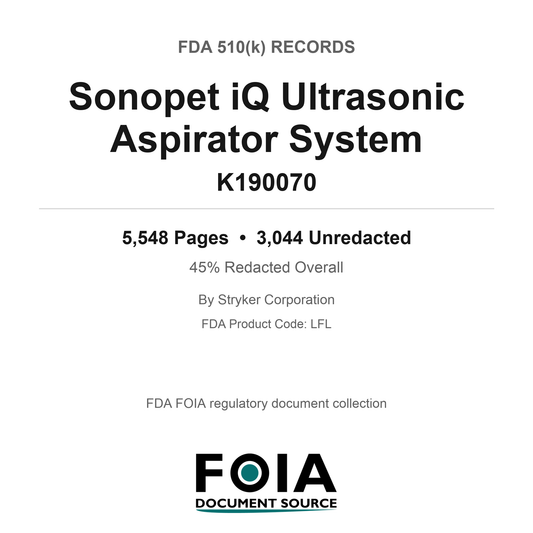 FDA 510(k) K190070, Sonopet iQ Ultrasonic Aspirator System, by Stryker Corporation