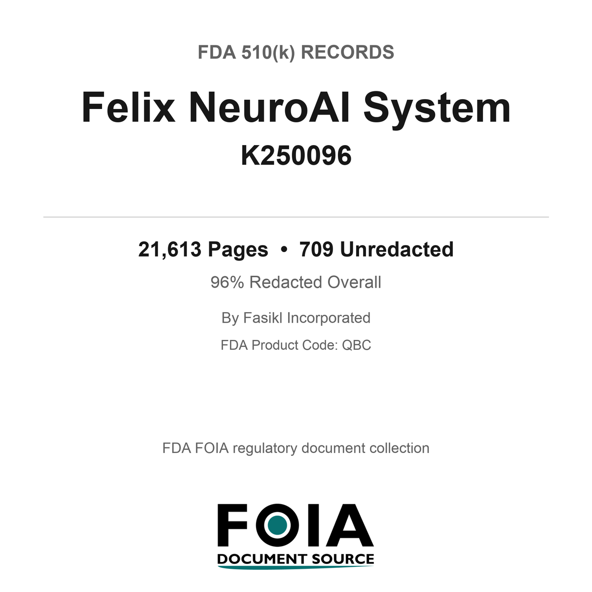 FDA 510(k) K250096, Felix NeuroAI  System, by Fasikl Incorporated