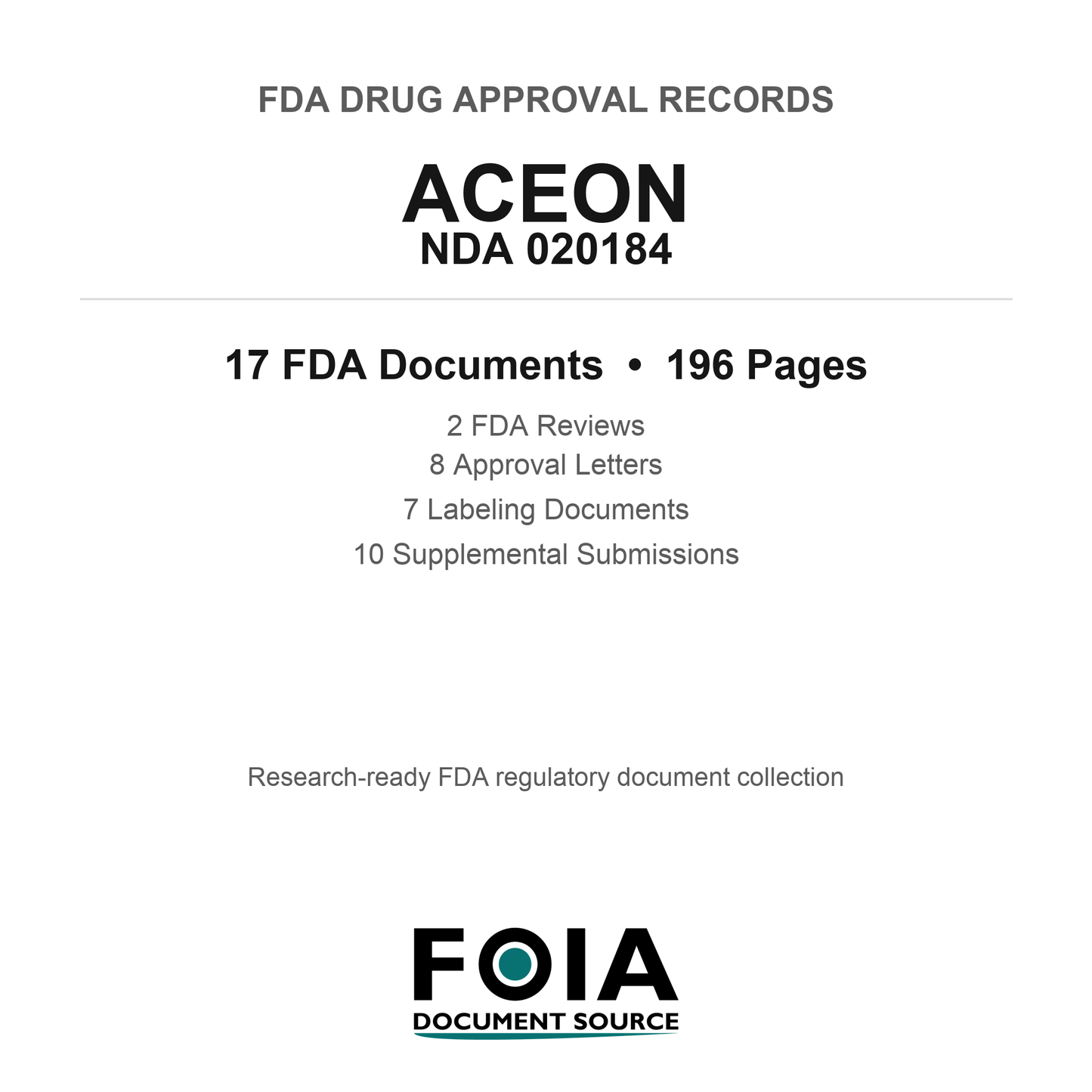 FDA ACEON NDA 020184 Approval Package — Reviews & Approval Records