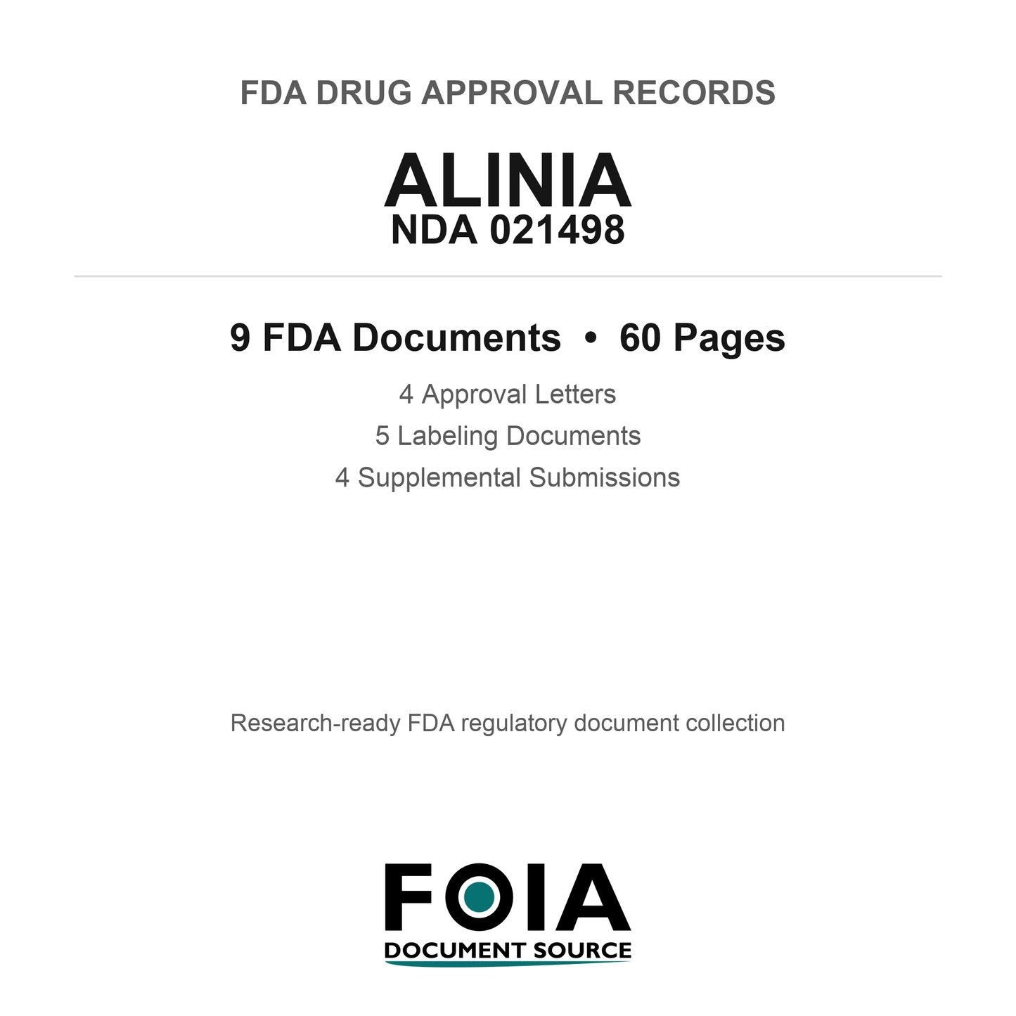 FDA ALINIA NDA 021498 Approval Package — Approval Records & Labeling