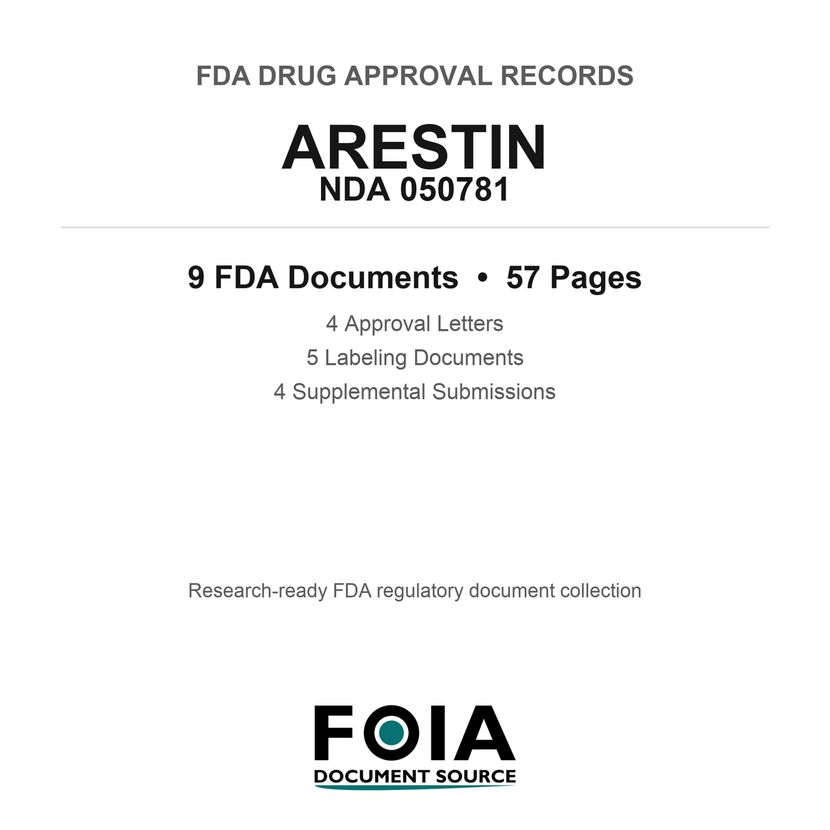FDA ARESTIN NDA 050781 Approval Package — Approval Records & Labeling