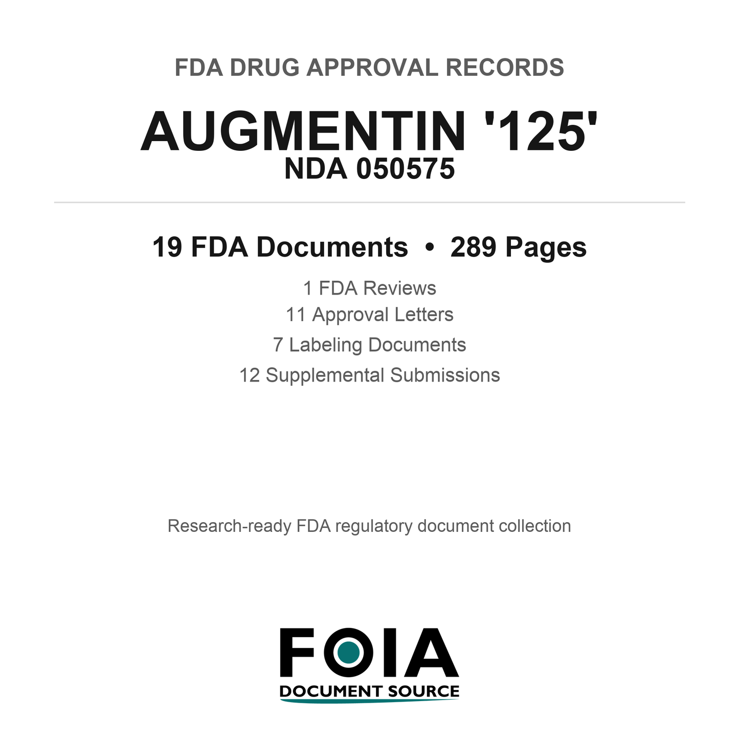 FDA AUGMENTIN '125' NDA 050575 Approval Package — Reviews & Approval Records