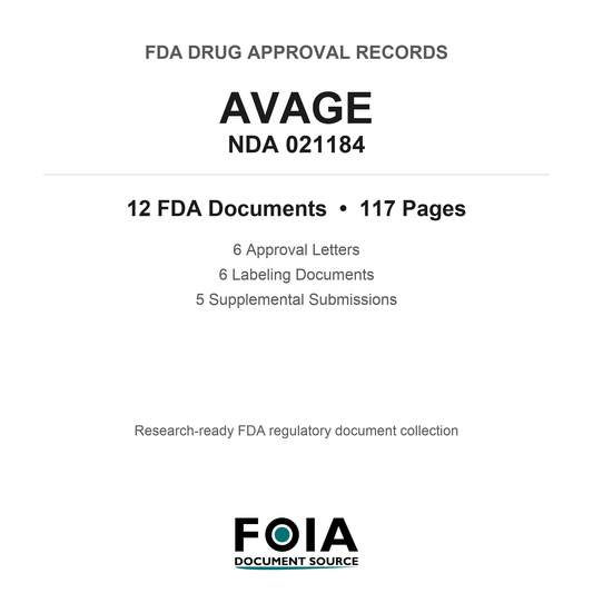 FDA AVAGE NDA 021184 Approval Package — Approval Records & Labeling