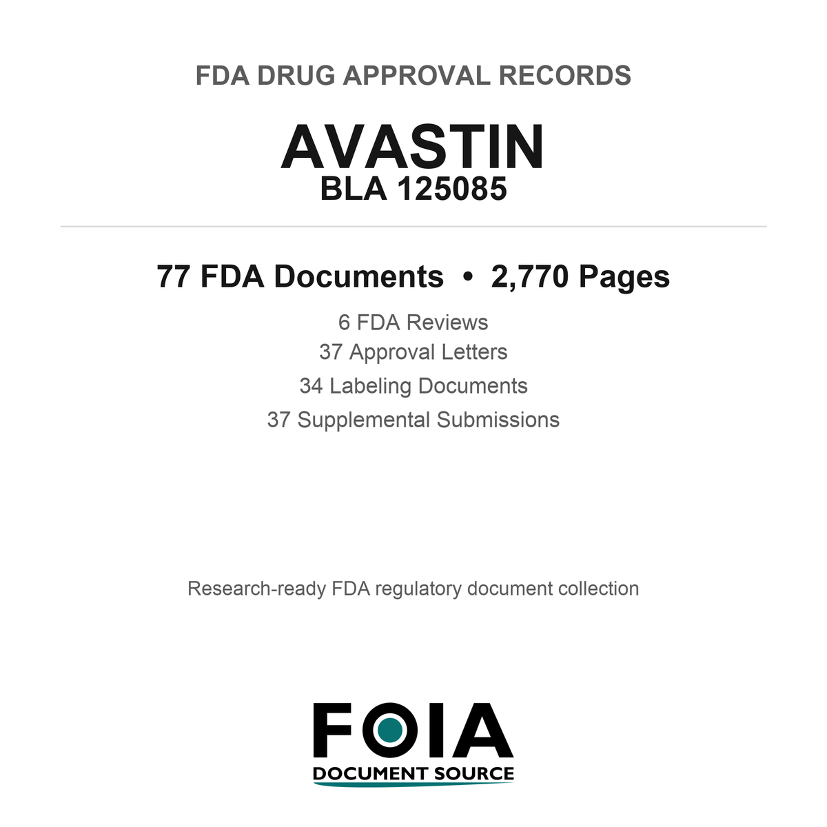 FDA AVASTIN BLA 125085 Approval Package — Reviews & Approval Records