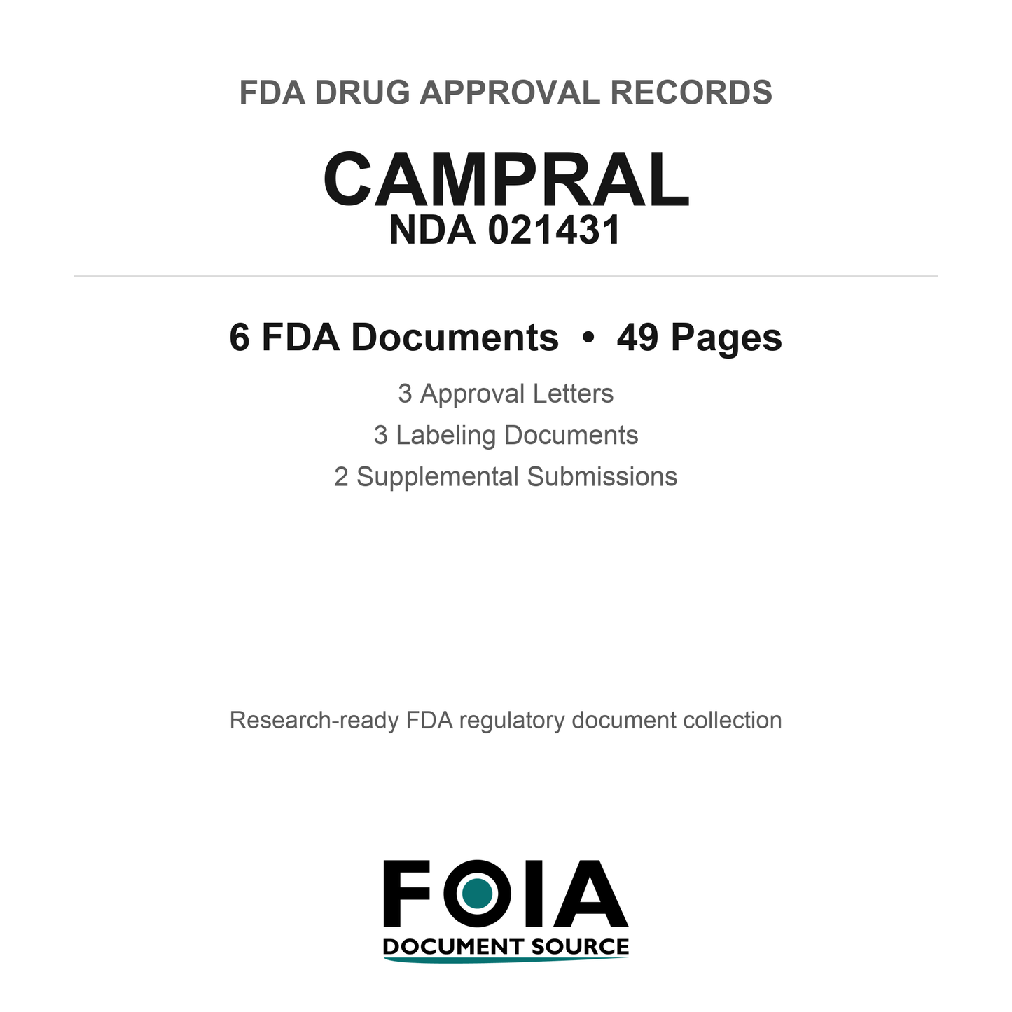 FDA CAMPRAL NDA 021431 Approval Package — Approval Records & Labeling