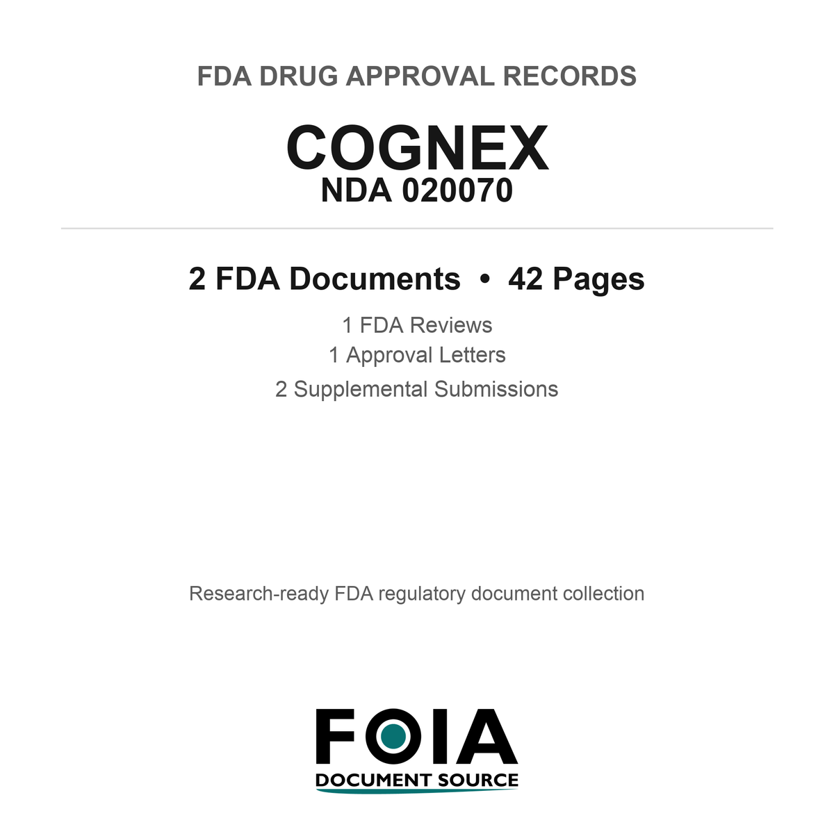 FDA COGNEX NDA 020070 Approval Package — Reviews & Approval Records