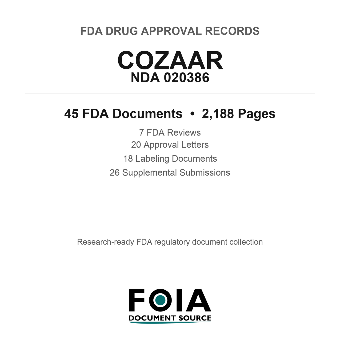FDA COZAAR NDA 020386 Approval Package — Reviews & Approval Records
