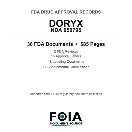 FDA DORYX NDA 050795 Approval Package — Reviews & Approval Records