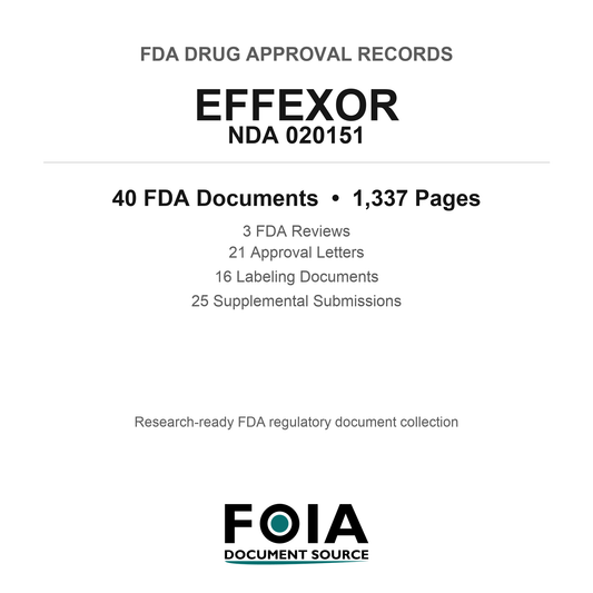 FDA EFFEXOR NDA 020151 Approval Package — Reviews & Approval Records