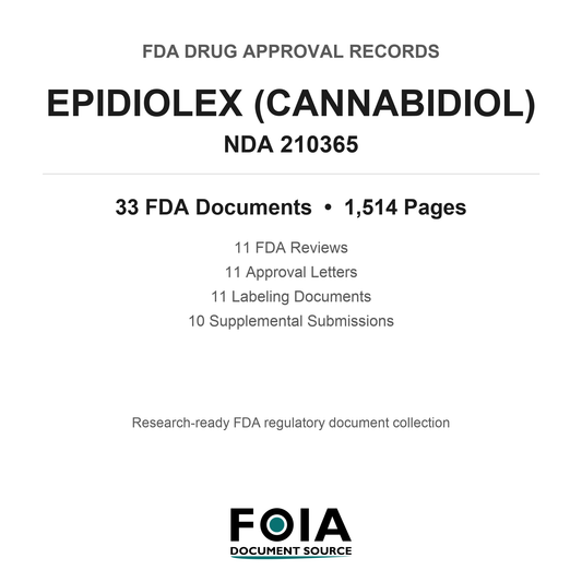 FDA Drug Approval Package, Epidiolex (cannabidiol), NDA 210365 — Original Approval & Supplements
