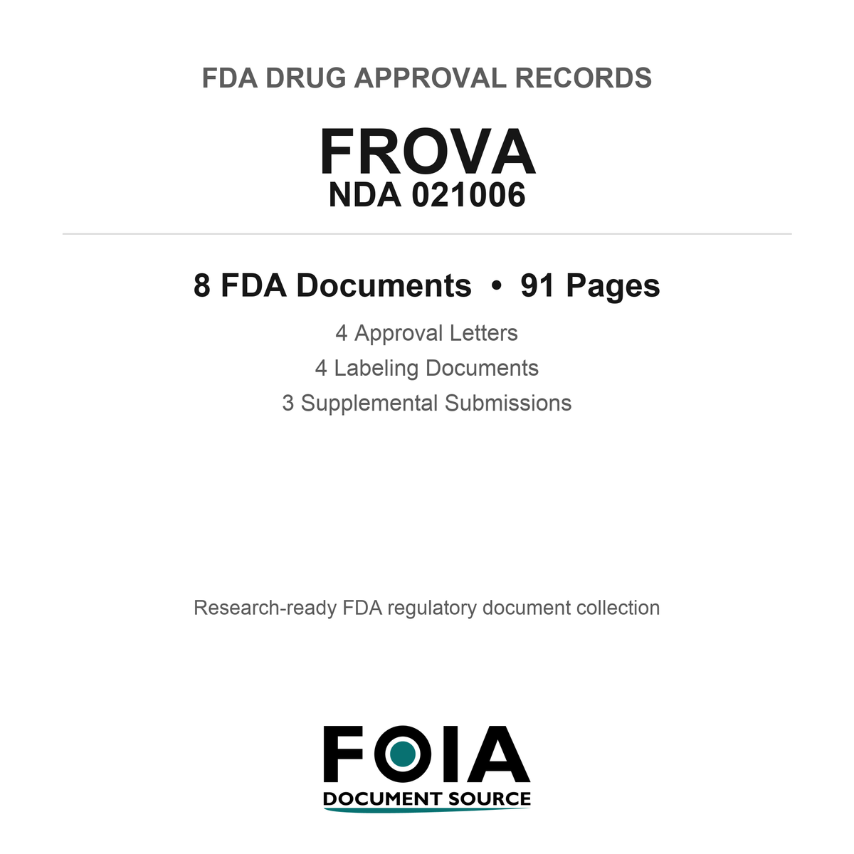 FDA FROVA NDA 021006 Approval Package — Approval Records & Labeling