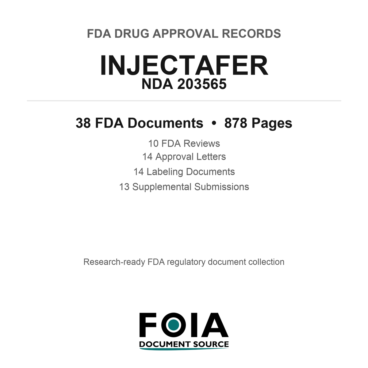 FDA INJECTAFER NDA 203565 Approval Package — Reviews & Approval Records