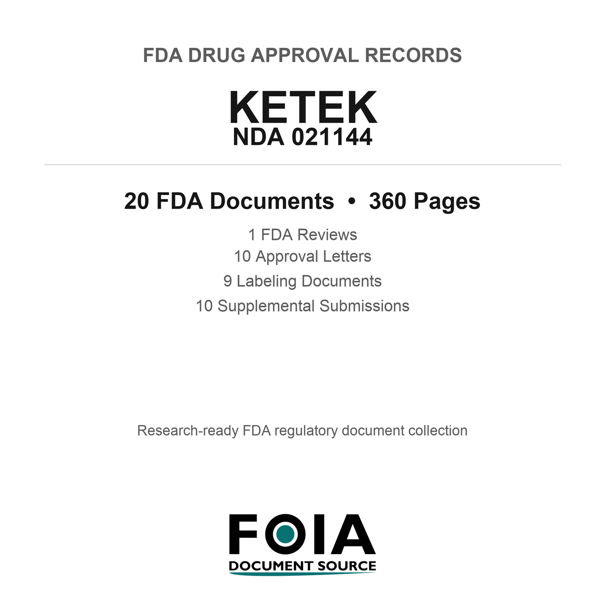 FDA KETEK NDA 021144 Approval Package — Reviews & Approval Records