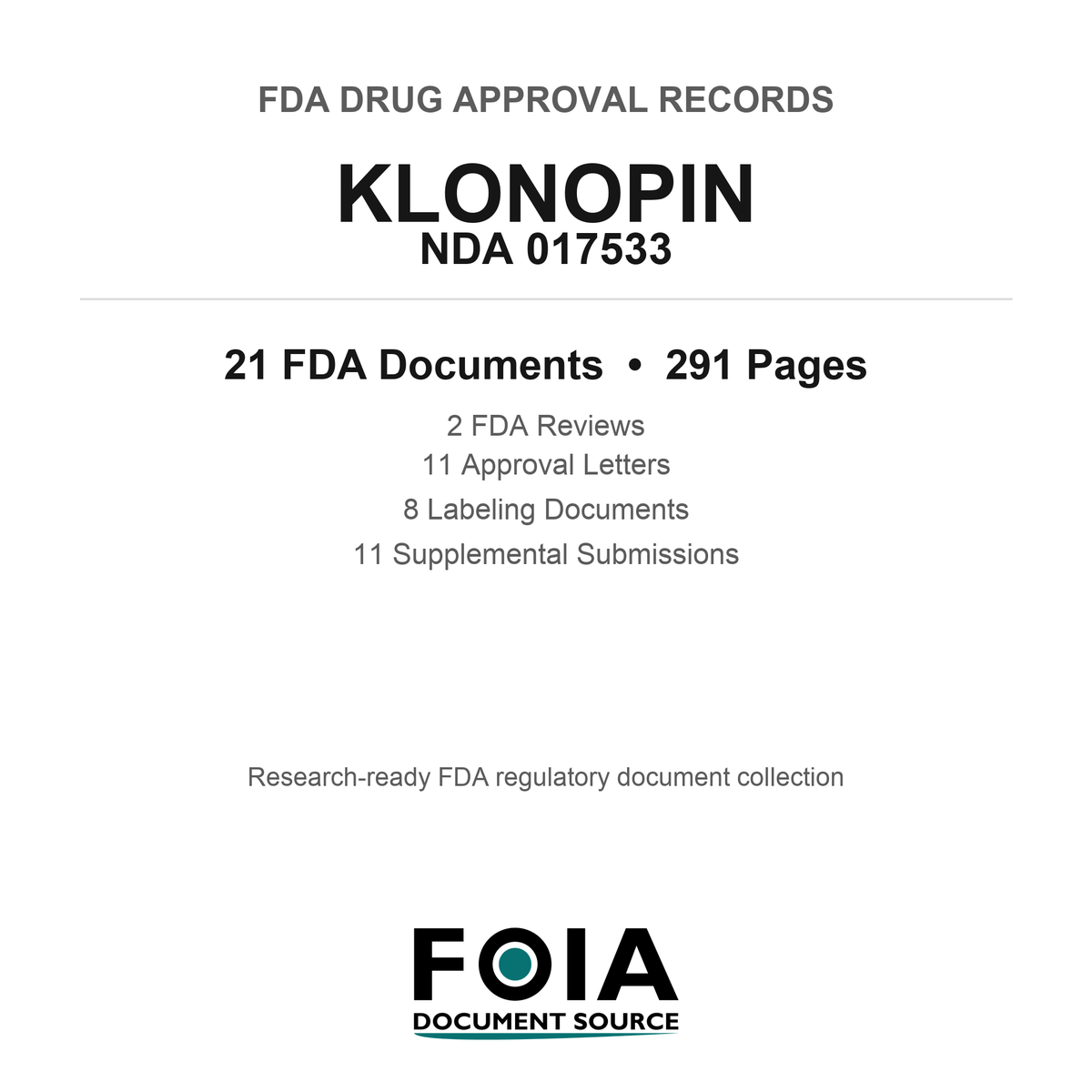 FDA KLONOPIN NDA 017533 Approval Package — Reviews & Approval Records