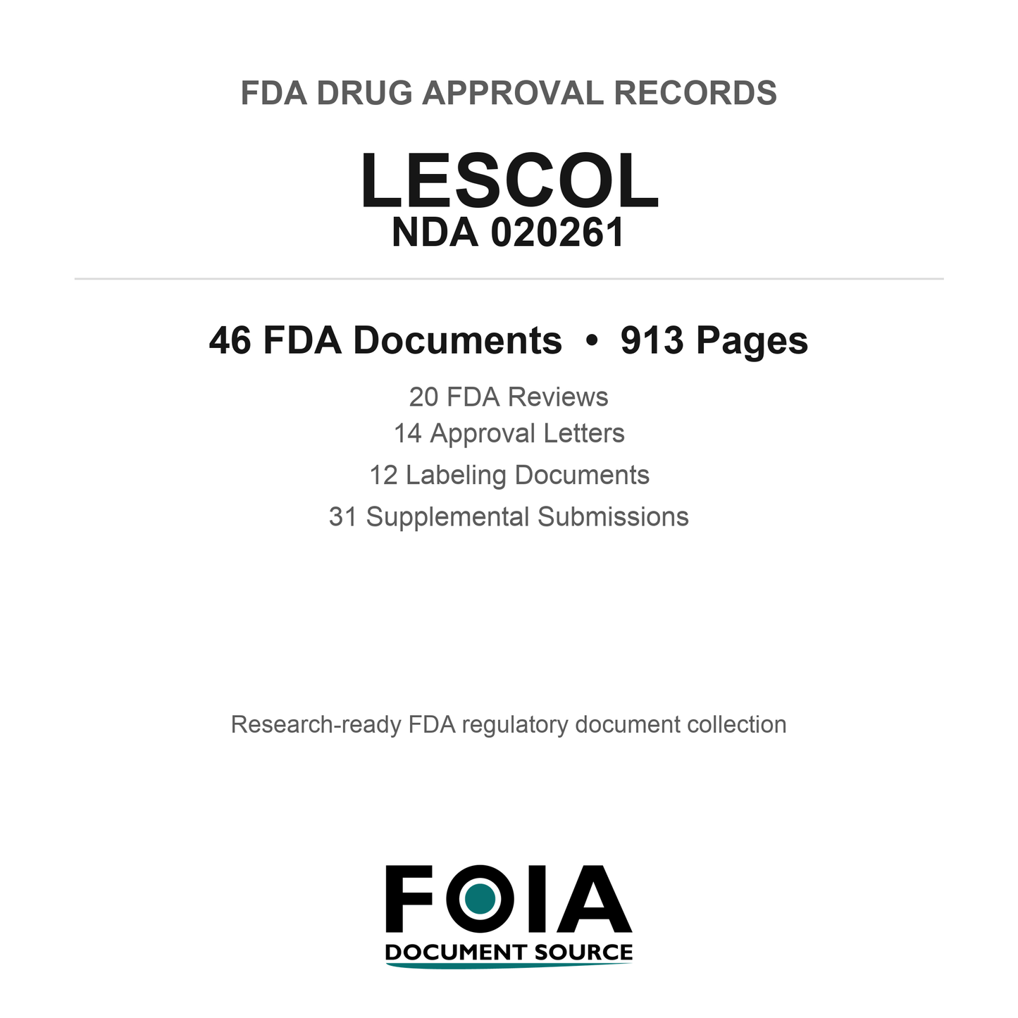 FDA LESCOL NDA 020261 Approval Package — Reviews & Approval Records