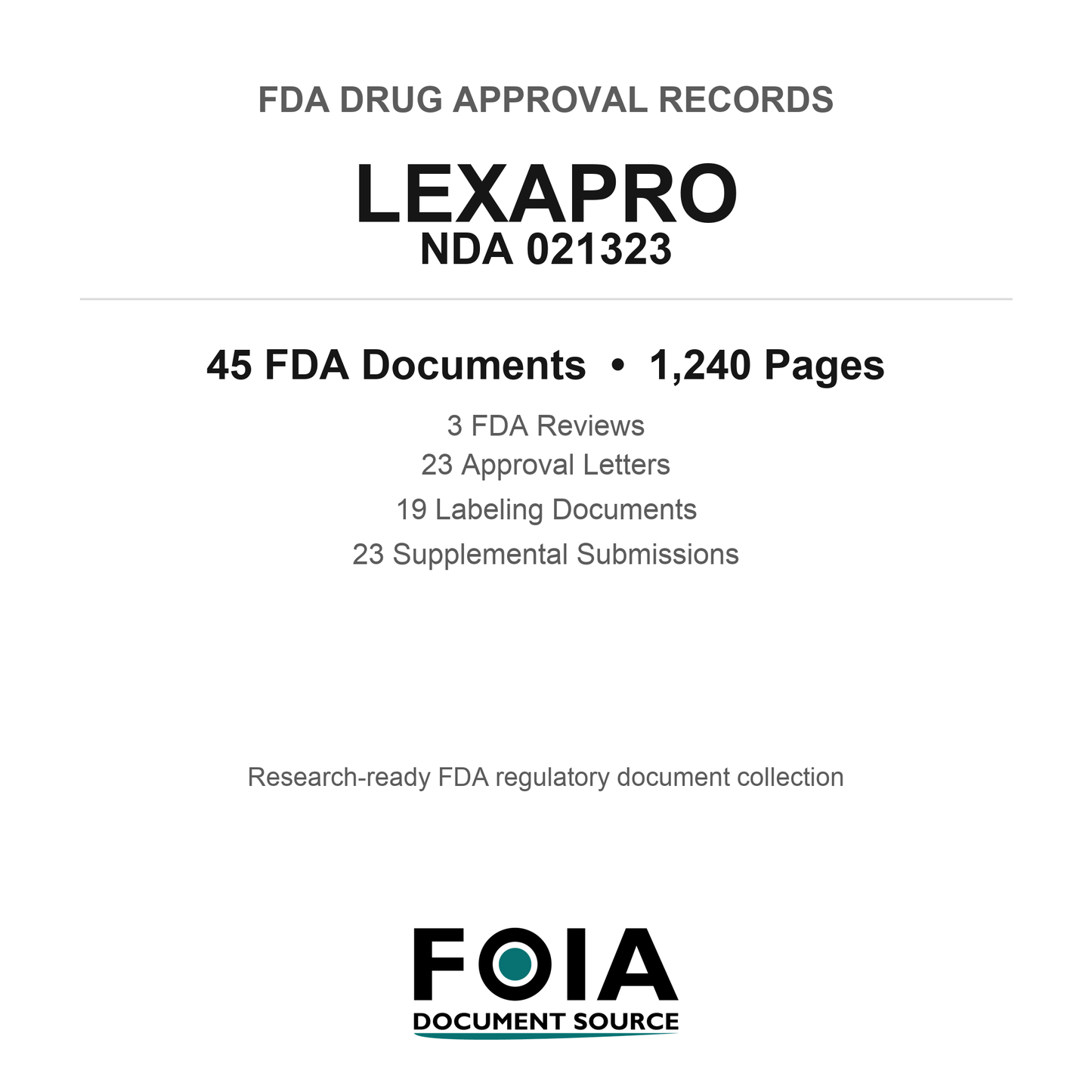FDA LEXAPRO NDA 021323 Approval Package — Reviews & Approval Records