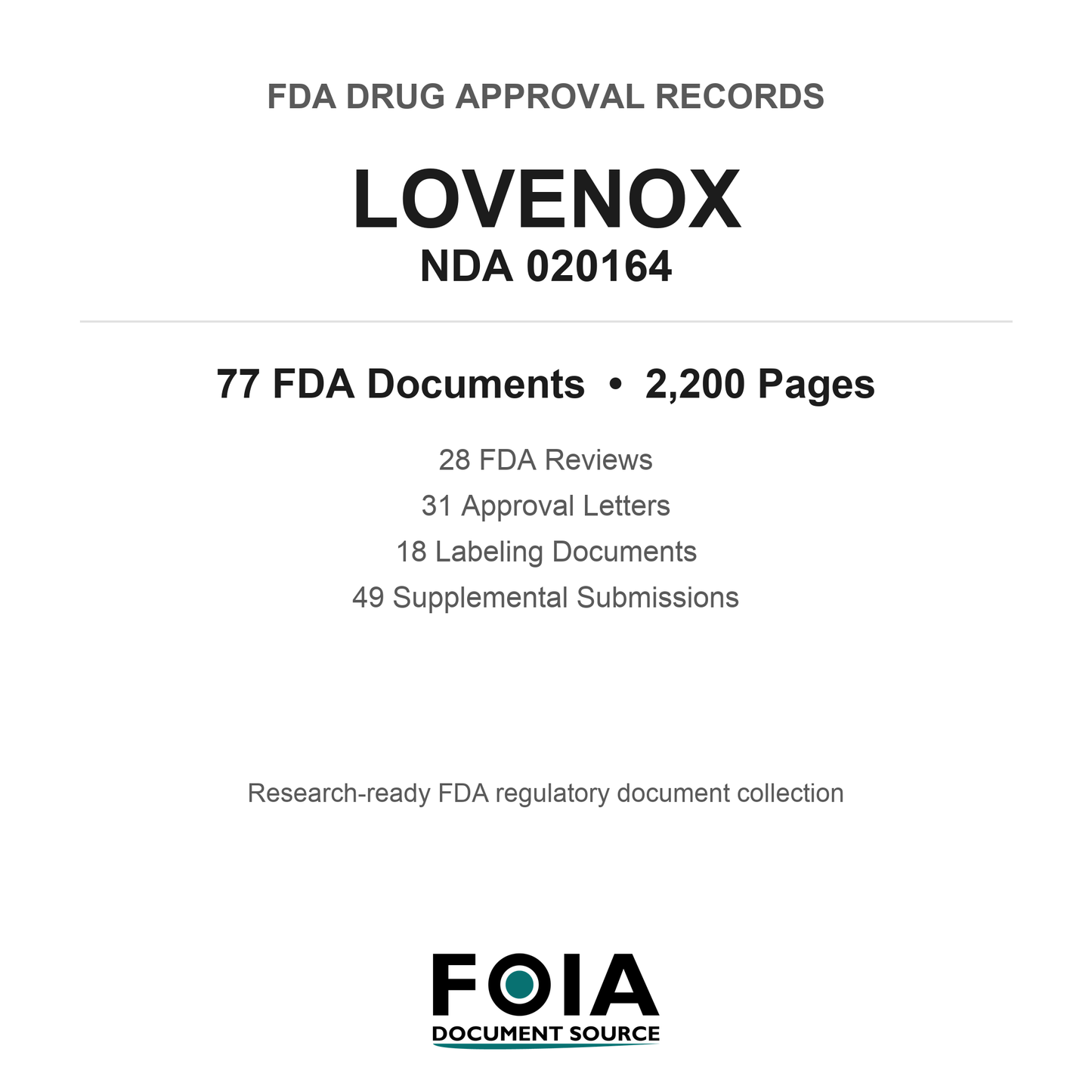FDA LOVENOX NDA 020164 Approval Package — Reviews & Approval Records