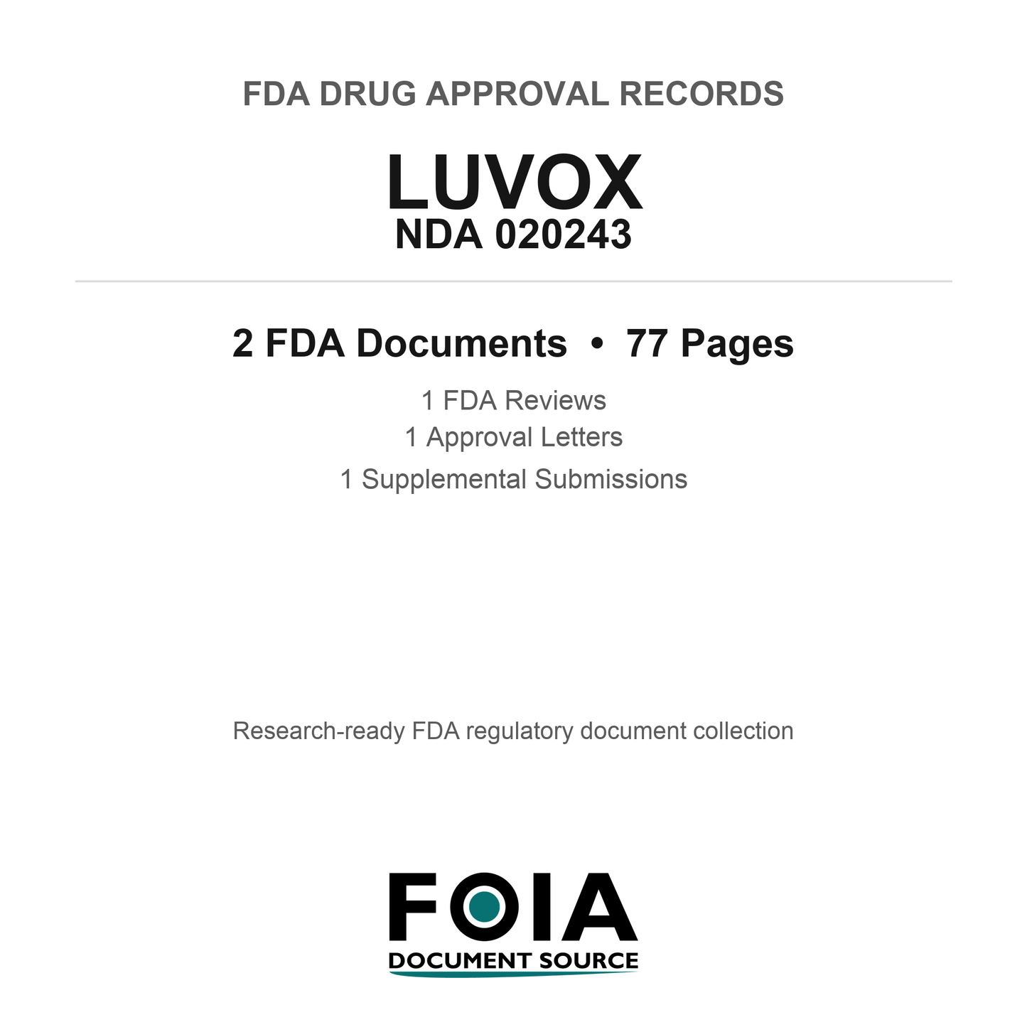 FDA LUVOX NDA 020243 Approval Package — Reviews & Approval Records