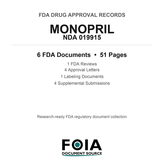 FDA MONOPRIL NDA 019915 Approval Package — Reviews & Approval Records