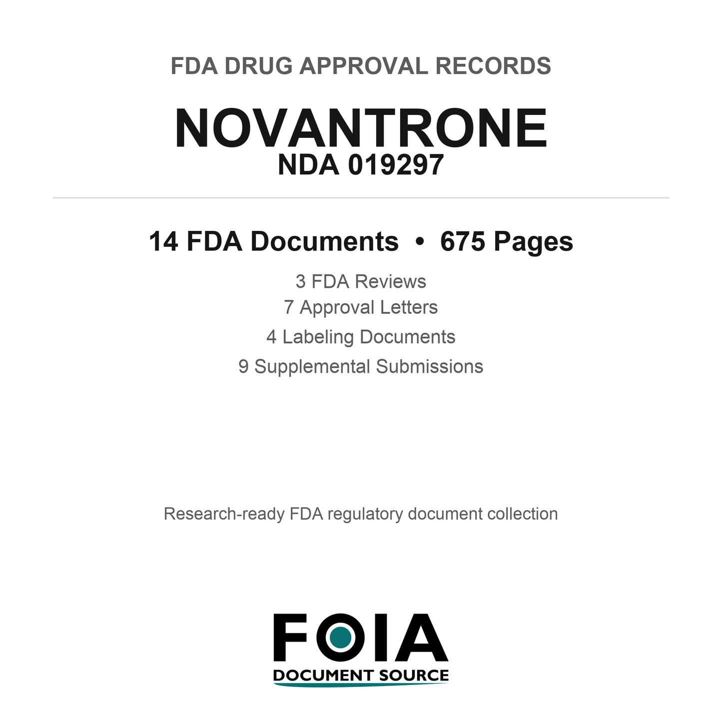 FDA NOVANTRONE NDA 019297 Approval Package — Reviews & Approval Records