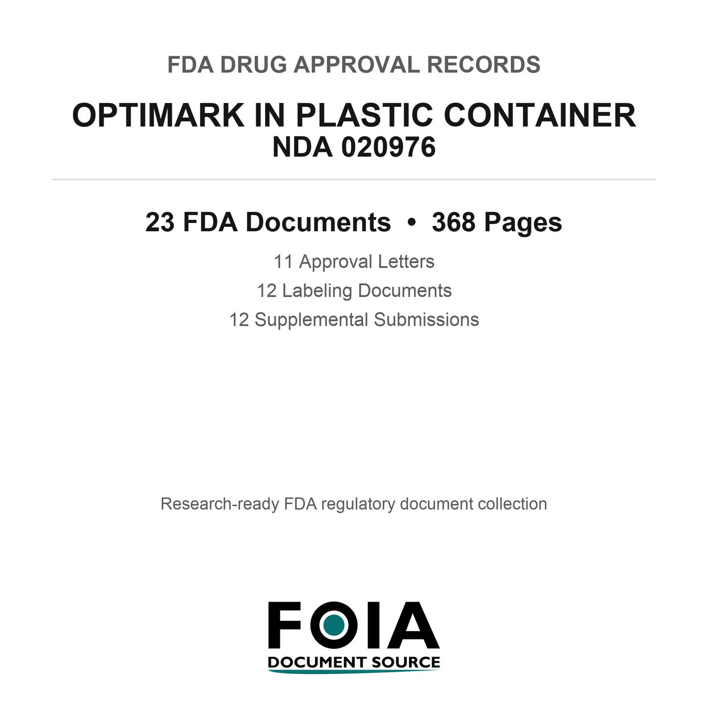FDA OPTIMARK IN PLASTIC CONTAINER NDA 020976 Approval Package — Approval Records & Labeling