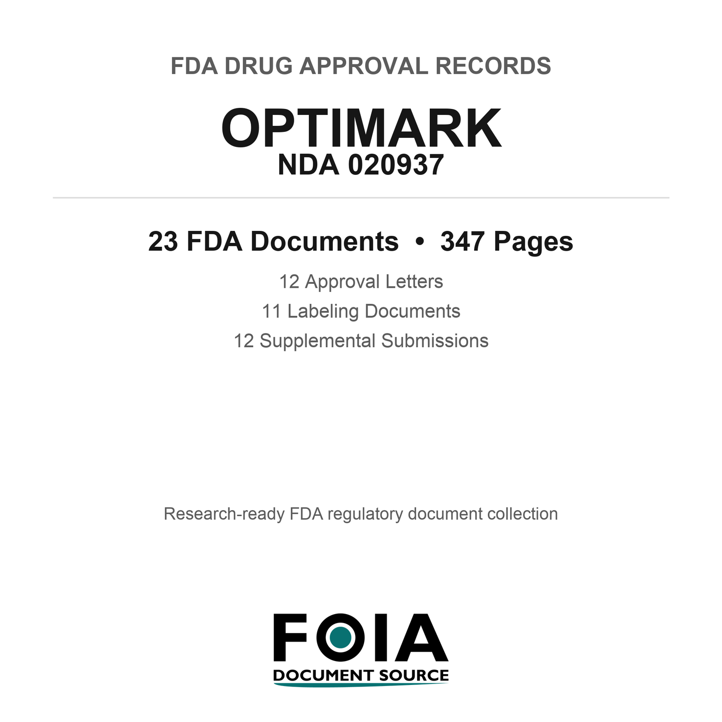 FDA OPTIMARK NDA 020937 Approval Package — Approval Records & Labeling