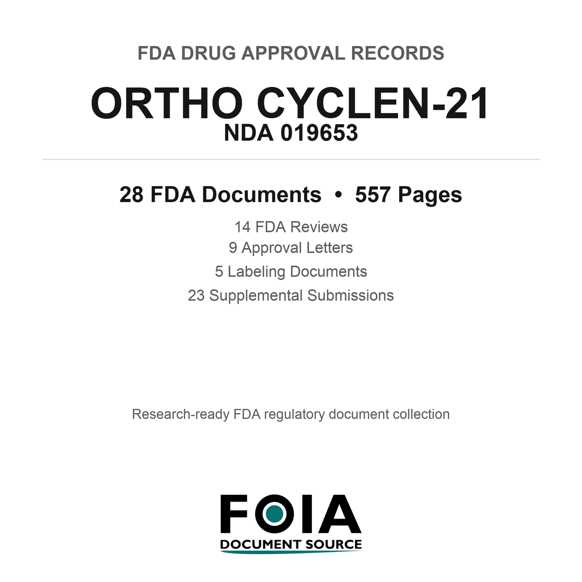 FDA ORTHO CYCLEN-21 NDA 019653 Approval Package — Reviews & Approval Records