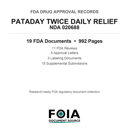 FDA PATADAY TWICE DAILY RELIEF NDA 020688 Approval Package — Reviews & Approval Records