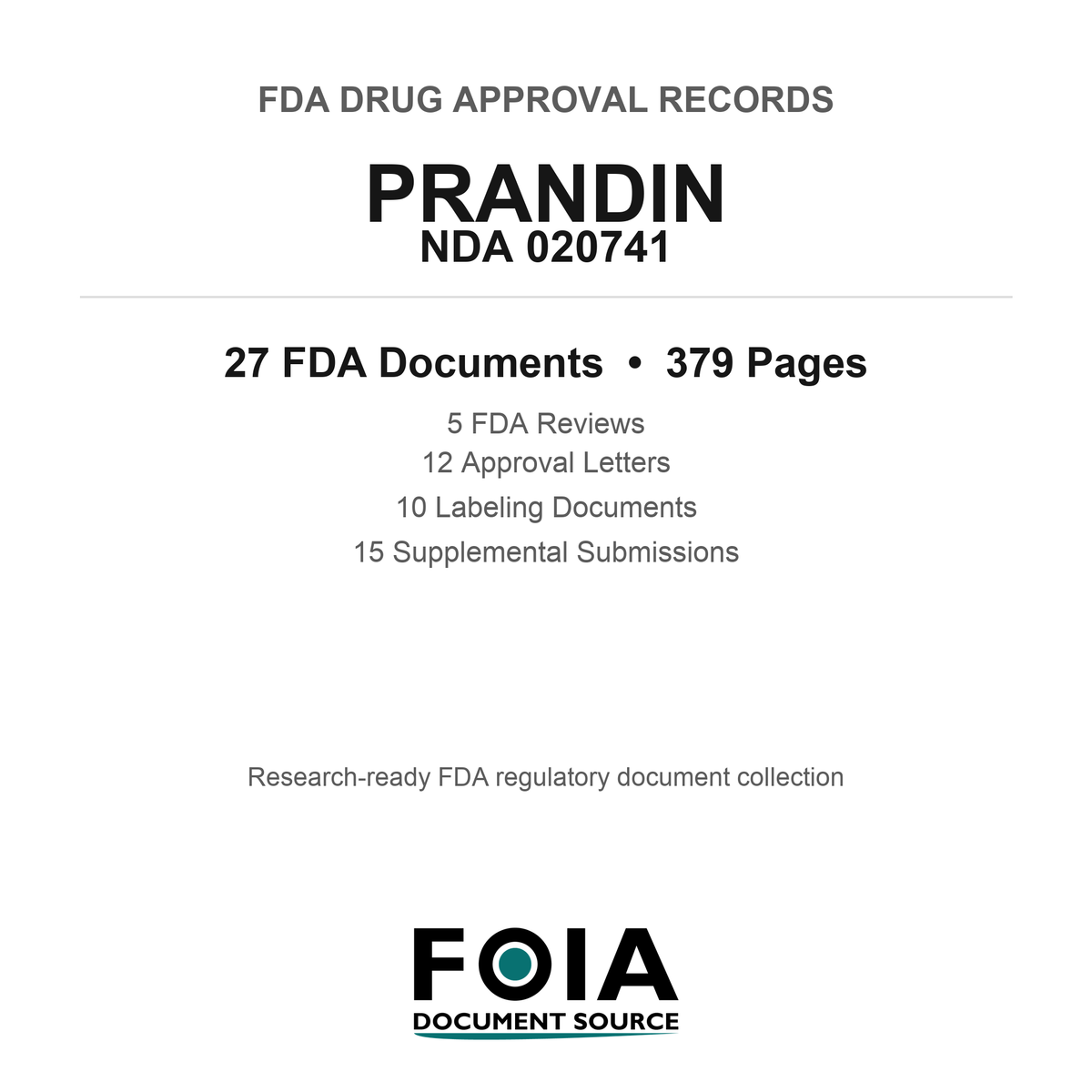 FDA PRANDIN NDA 020741 Approval Package — Reviews & Approval Records
