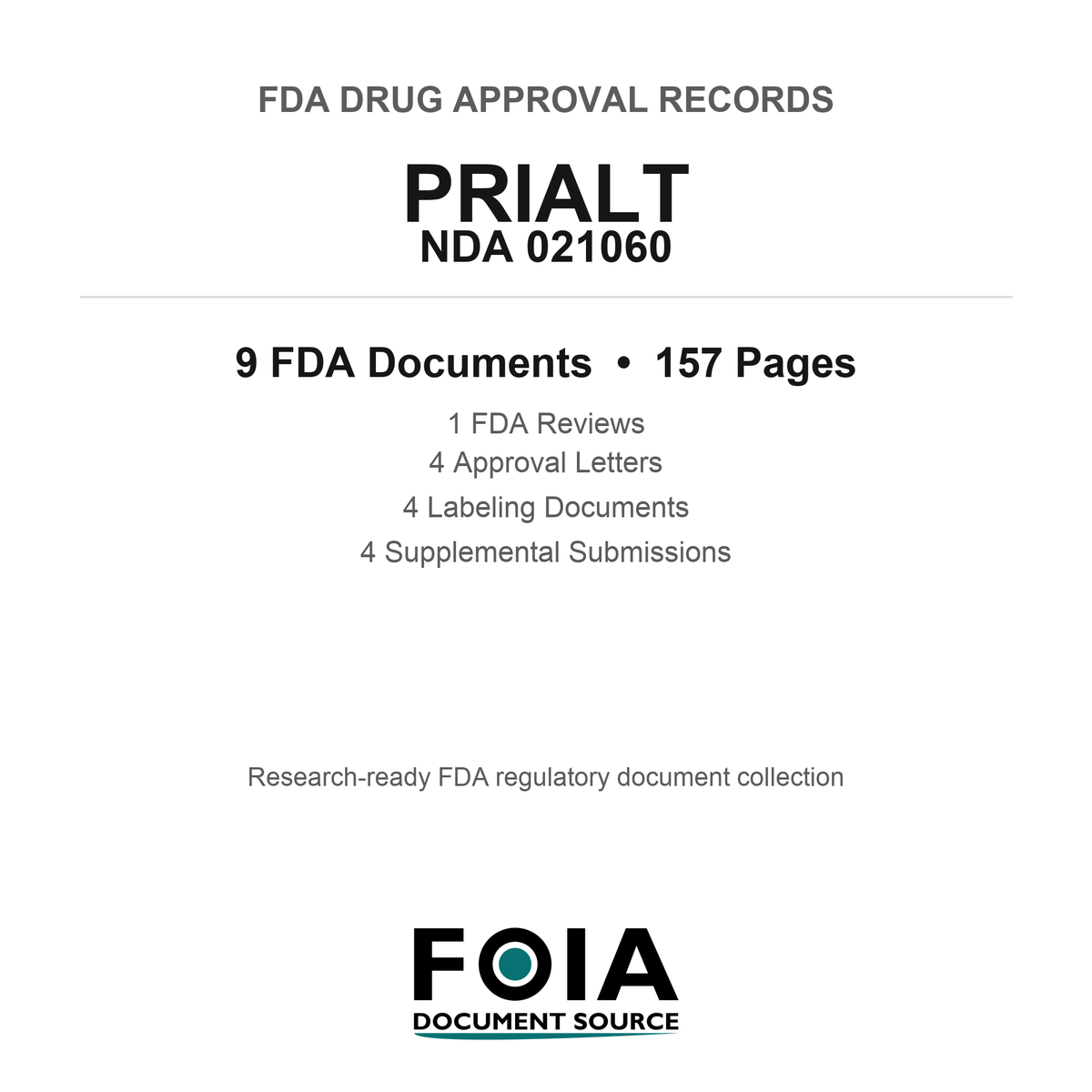 FDA PRIALT NDA 021060 Approval Package — Reviews & Approval Records
