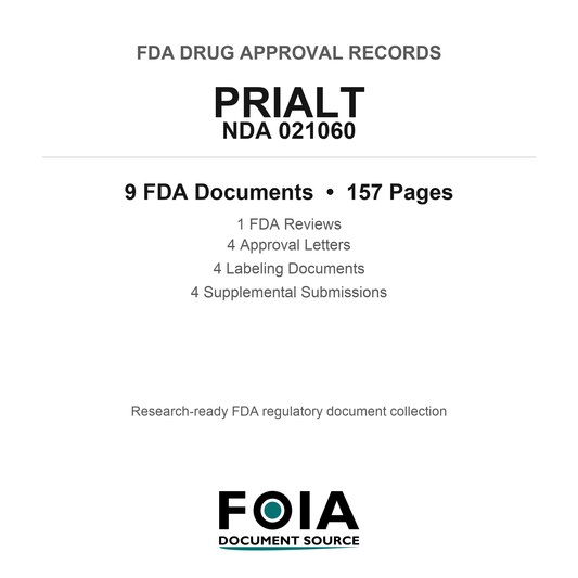 FDA PRIALT NDA 021060 Approval Package — Reviews & Approval Records