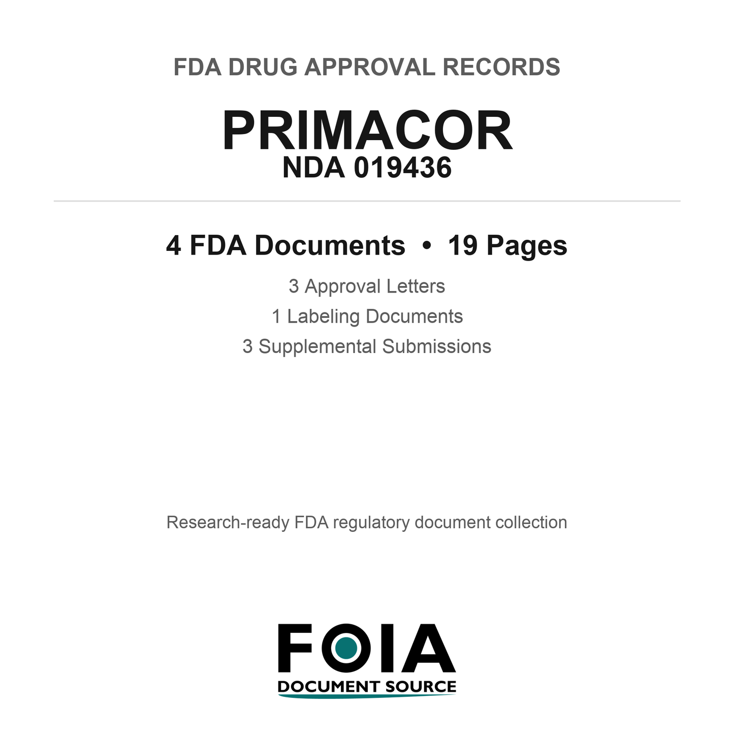 FDA PRIMACOR NDA 019436 Approval Package — Approval Records & Labeling