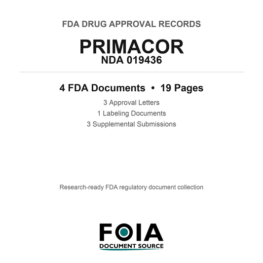 FDA PRIMACOR NDA 019436 Approval Package — Approval Records & Labeling