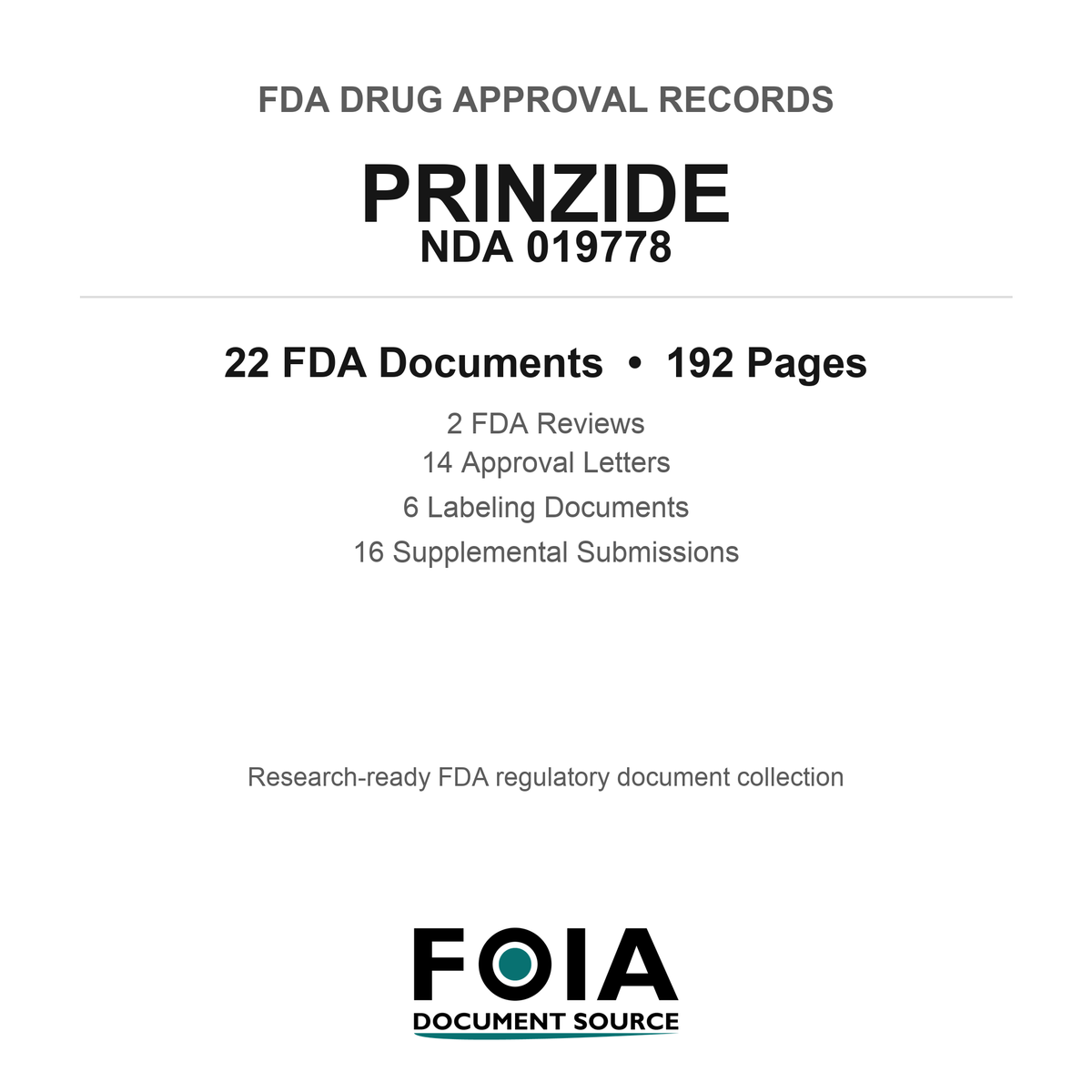 FDA PRINZIDE NDA 019778 Approval Package — Reviews & Approval Records