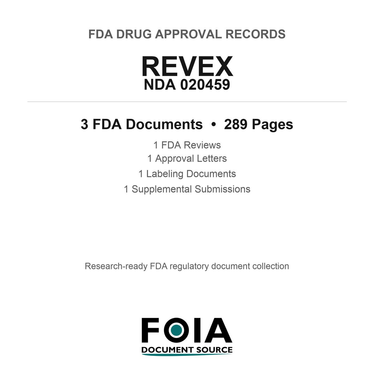 FDA REVEX NDA 020459 Approval Package — Reviews & Approval Records
